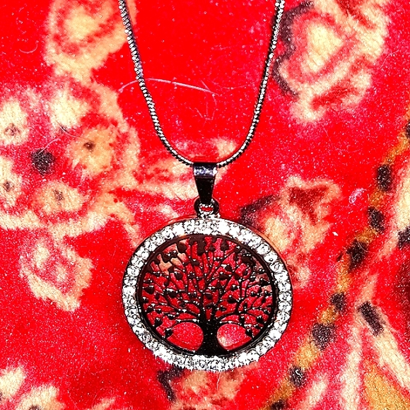 Silver Tree of Life Earrings with Crystal Rhinestone accents on ss earwires - Picture 11 of 15